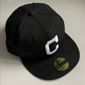 Cleveland Indians/Guardians New Era 59FIFTY Black Fitted Cap with White 'C'